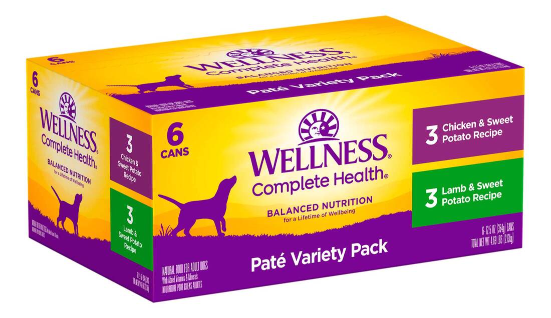 Wellness Wet Canned Dog Food, Pate Variety Pack, 12.5 Ounce Can (Pack of 6)