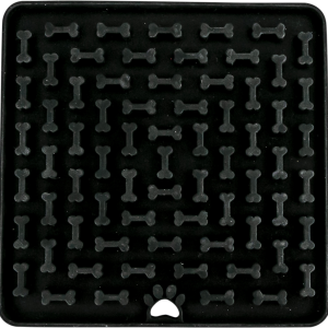 Play On Silicone Dog Slow Feeder Licking Mat, Black, 7.3" x 7.3"