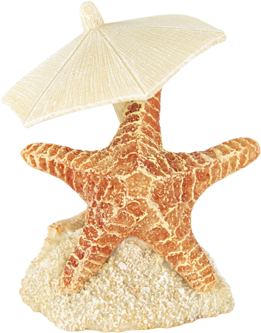 Fins First Aquarium Décor, Starfish Under Umbrella, Small