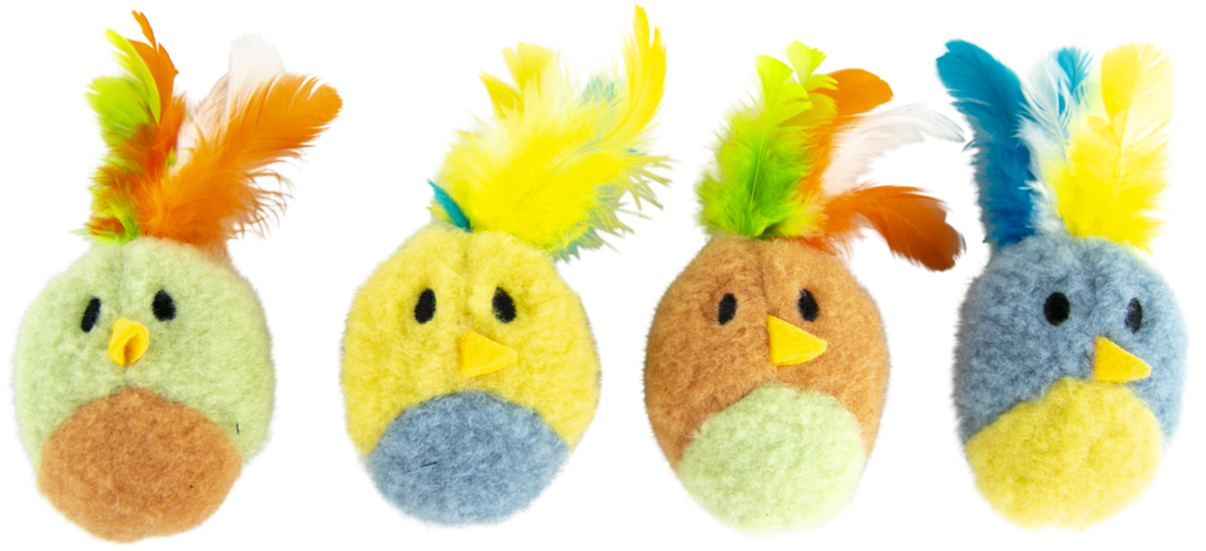 Play On Feather Birds Plush Cat Toy, 2 Pack, Assorted