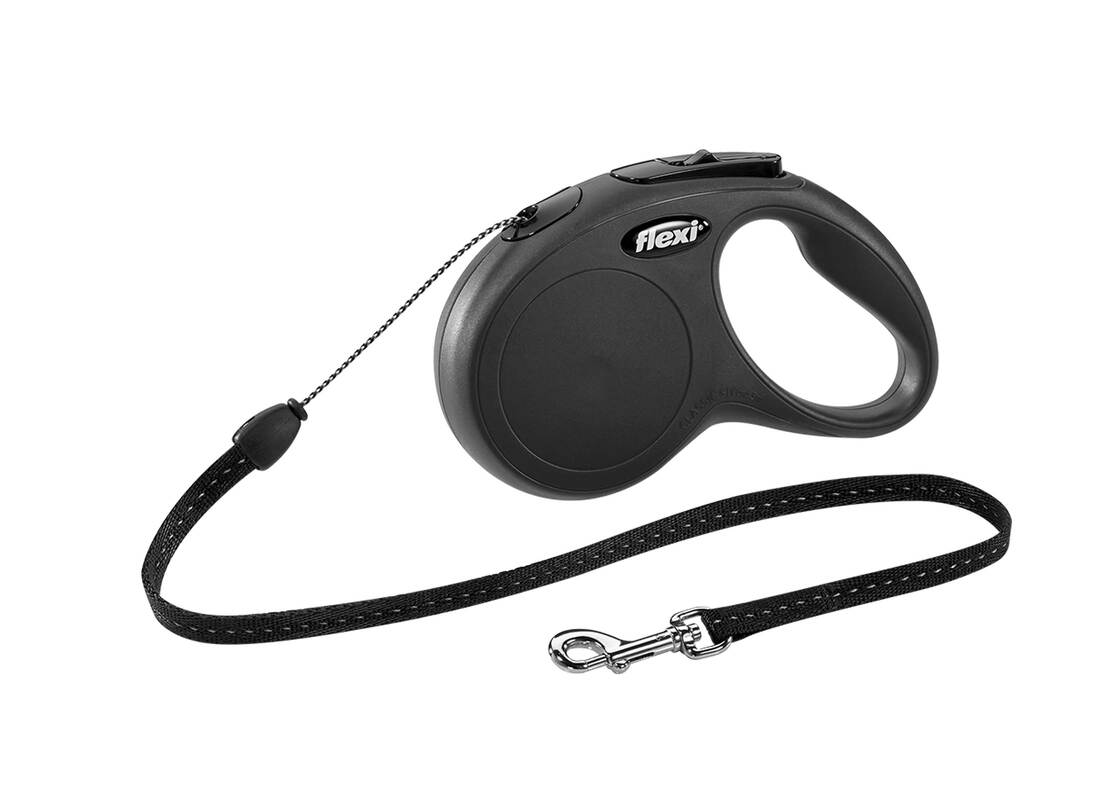 Flexi New Classic Retractable Leash, Small, Cord, 16 Feet, Black