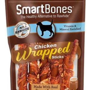Smartbones Chicken Wrapped Sticks Peanut Butter Dog Treat, 8 Count