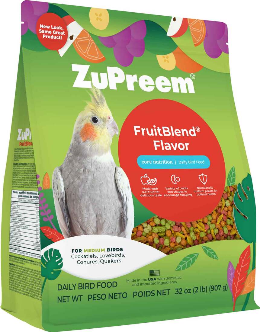ZuPreem FruitBlend with Natural Flavors Bird Food, Medium, 2 Pounds