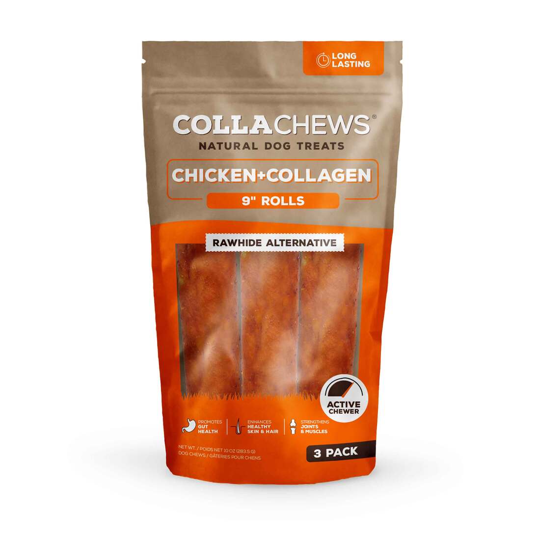 CollaChews Chicken Collagen Roll Dog Treats, 6 Inches, 4 Pack - Image 2