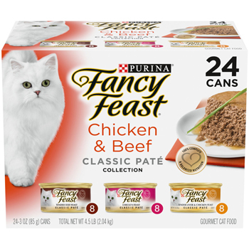 Purina Fancy Feast Chicken and Beef Classic Pate Collection Grain Free Wet Cat Food Variety Pack - (