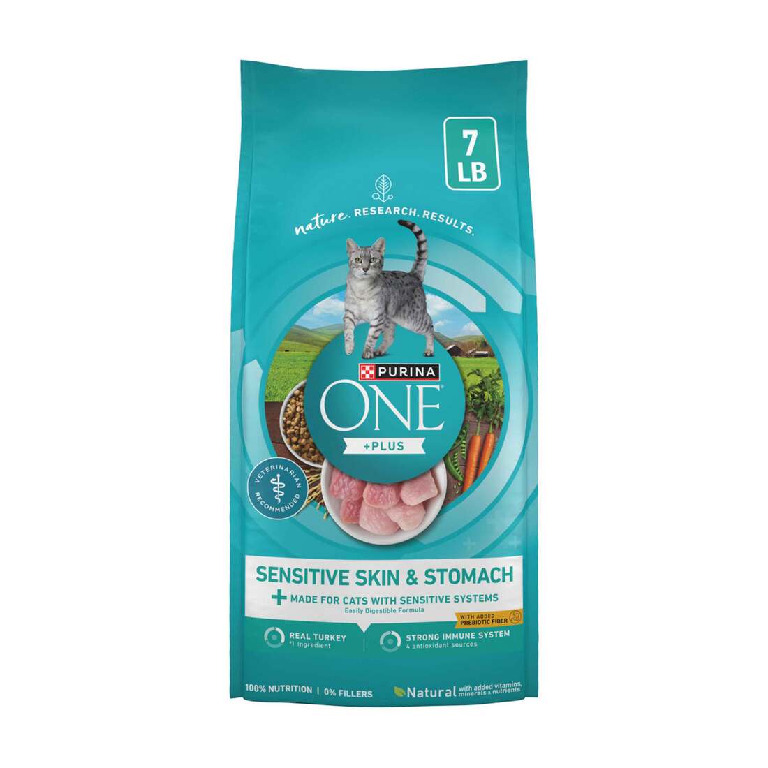 Purina ONE +Plus Sensitive Skin and Stomach Formula Natural Dry Cat Food - 7 Pound Bag