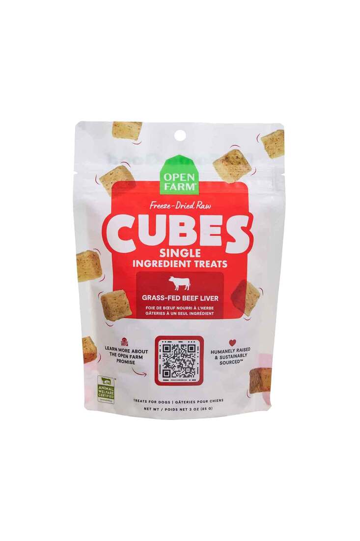 Open Farm Freeze Dried Raw Single Ingredient Cubes Dog Treat, Beef Liver, 3 Ounces