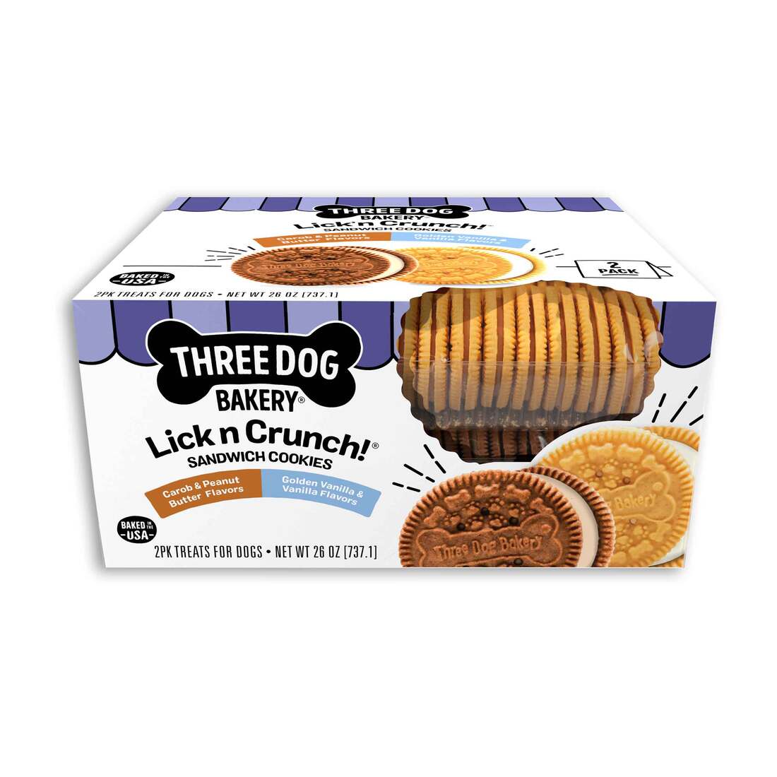 Three Dog Bakery Lick'n Crunch Dog Treats, 2 Pack, 26 Ounces