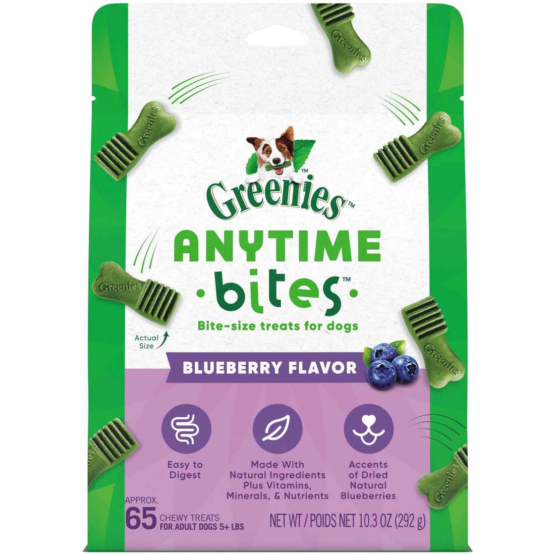 GREENIES Anytime Bites Dog Treats, Blueberry Flavor, 10.3 Ounces