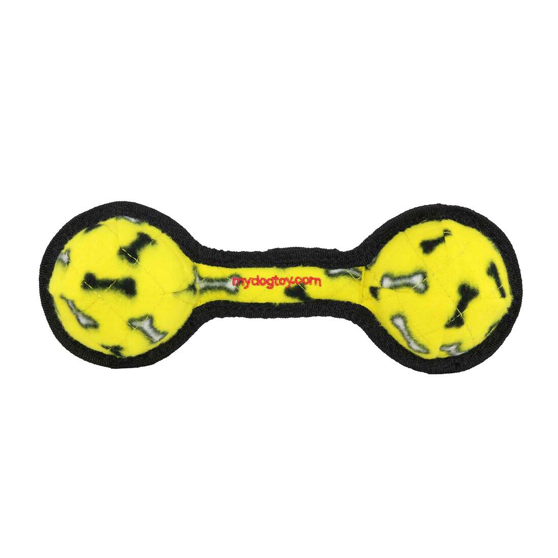 Tuffy Jr Ball Tug Yellow Bones Dog Toy
