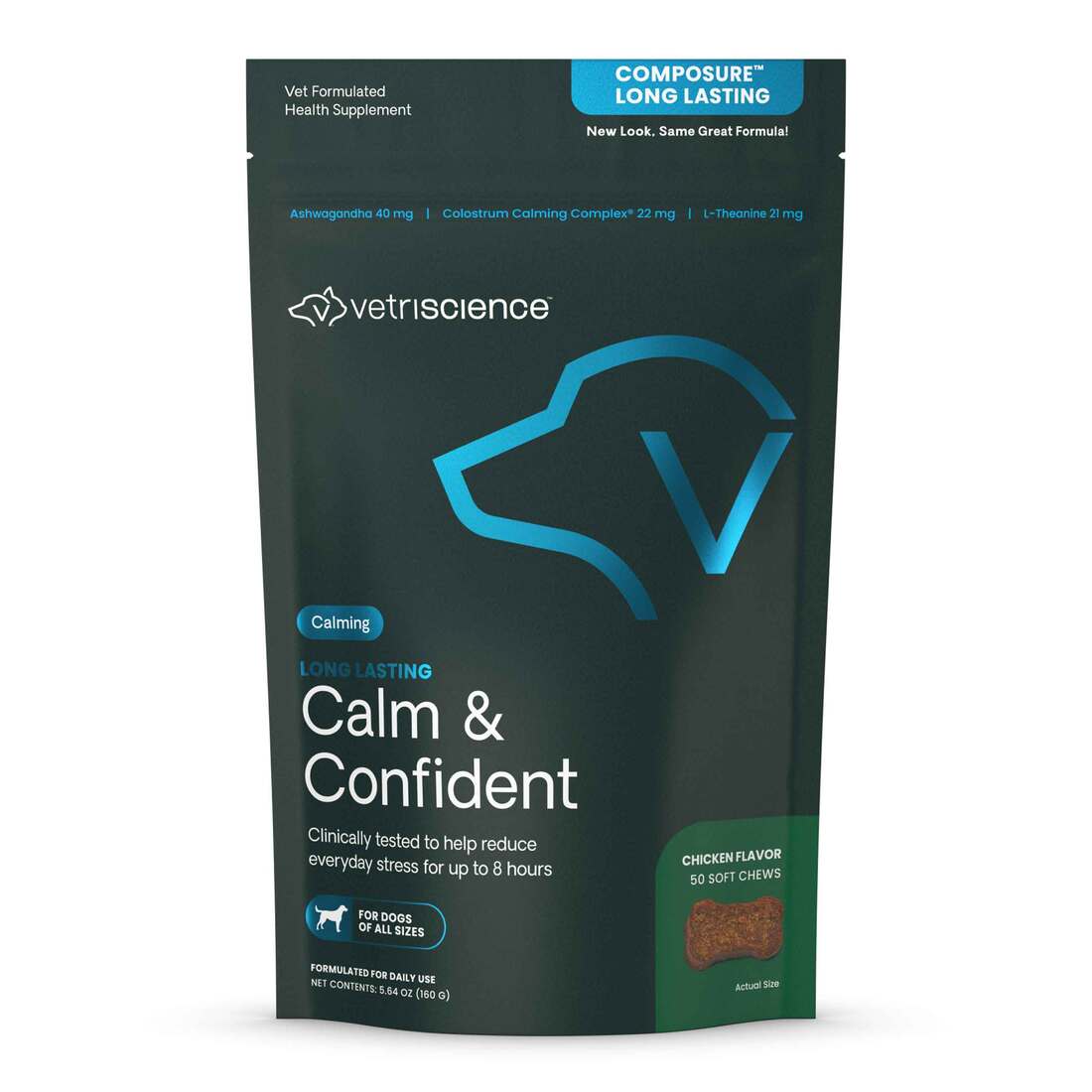 VetriScience Long Lasting Calm & Confident Chews for Dogs, 50 Count