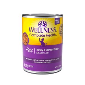 Wellness Complete Health Grain Free Canned Cat Food, Turkey & Salmon Pate, 12.5 Ounces
