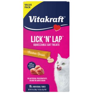 Vitakraft Lick N Lap Creamy Chicken Cat Treat, 16 Count, 8.44 Ounces