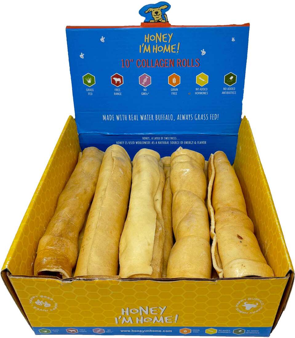 Honey I'm Home Dog Chew Honey Coated Water Buffalo Collagen Roll, 10 Inches, 1 Each