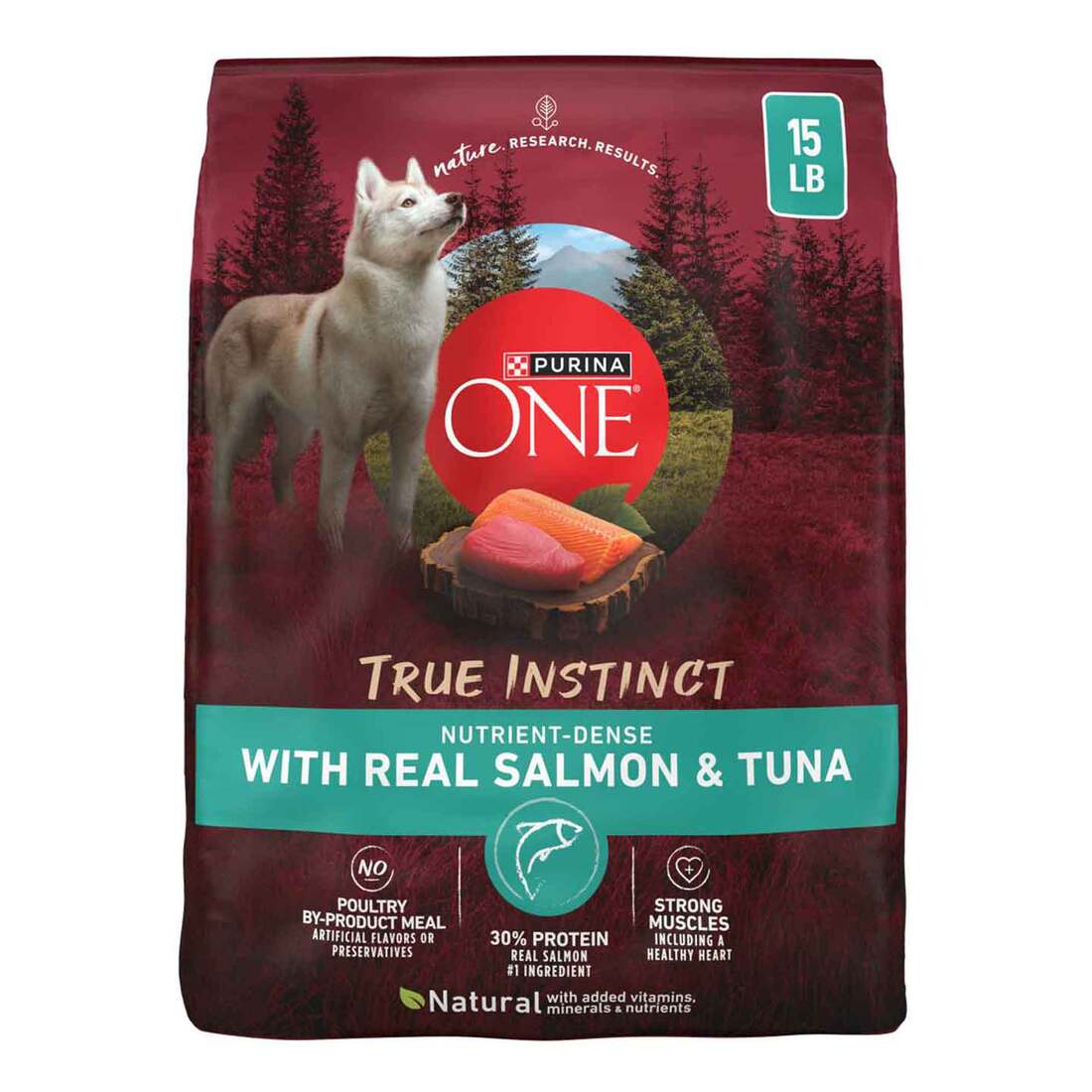 Purina ONE True Instinct With Real Salmon and Tuna High Protien Dry Dog Food - 15 Pound Bag