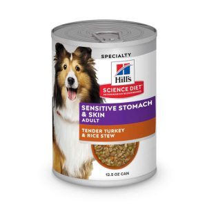 Science Diet Sensitive Stomach and Skin Wet Dog Food, Turkey and Rice, 12.5 Ounce Can