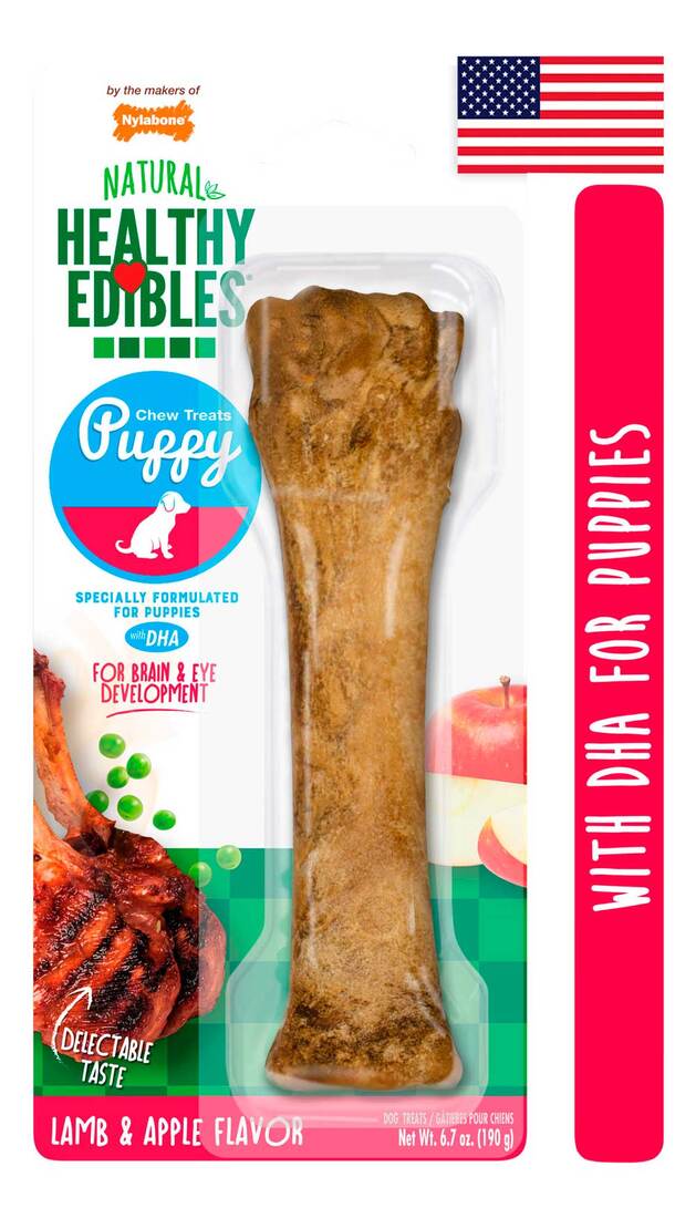 Nylabone Healthy Edibles Puppy Natural Long Lasting Dog Chew Treats, Lamb & Apple Flavor, X-Large/So