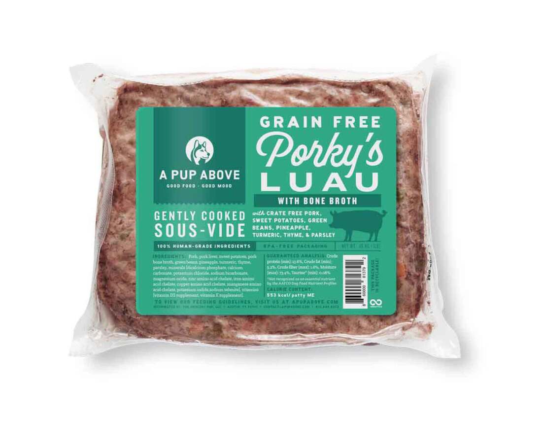 A Pup Above Porky's Luau Recipe Frozen Gently Cooked Dog Food, 1 Pound Patty - Not Available For Del