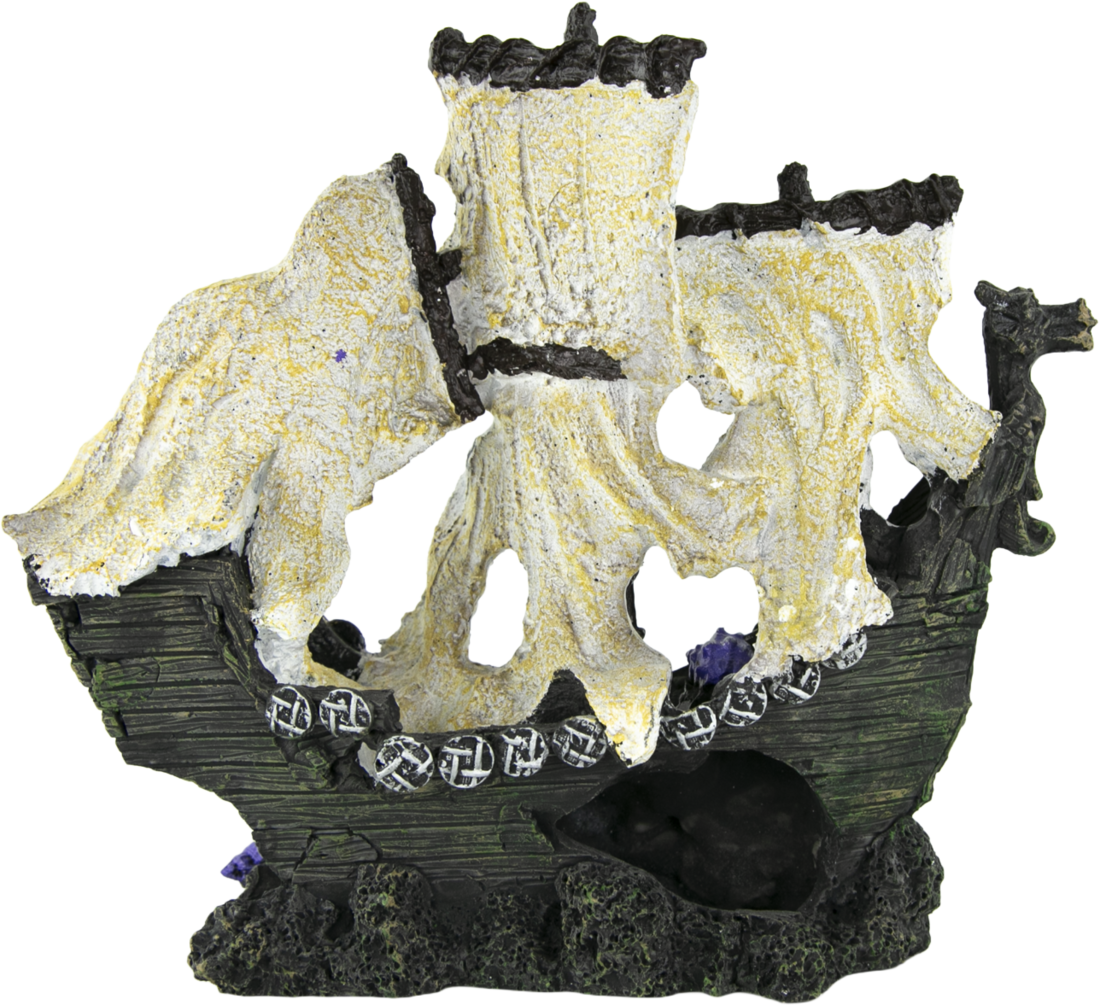 Fins First Aquarium Décor, Sunken Ship with Sails, Large