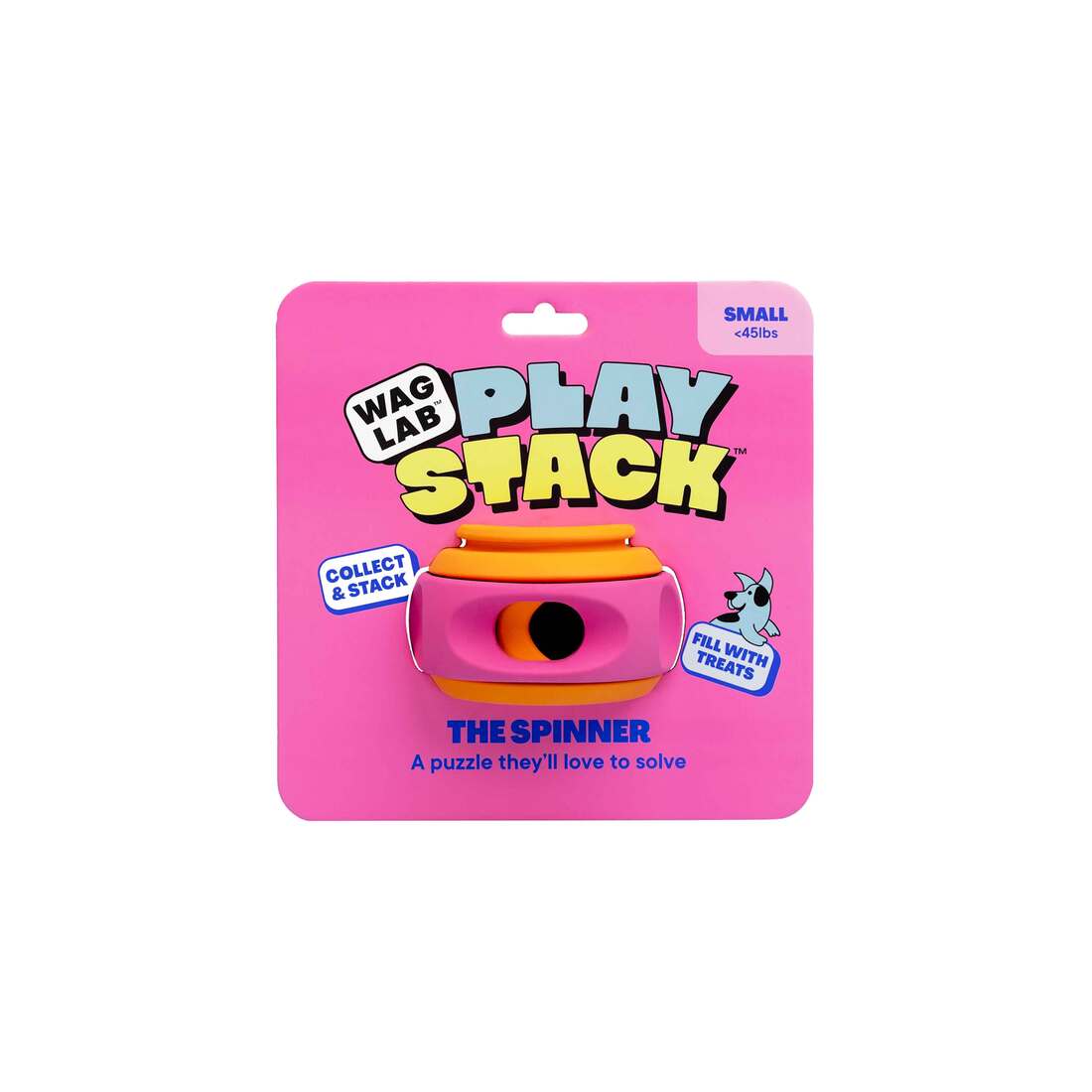 WAGLAB PlayStack: The Spinner Dog Toy, Pink/Orange, Small