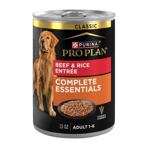 Purina Pro Plan Complete Essentials Classic Pate Dog Food, Beef and Rice Entrée - 13 Ounce Can