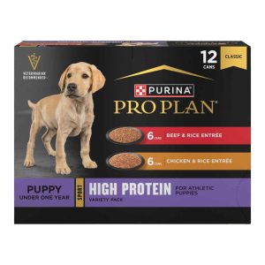 Purina Pro Plan Sport High Protein Wet Puppy Food Variety Pack, Beef and Rice Entrée, Chicken and Ri
