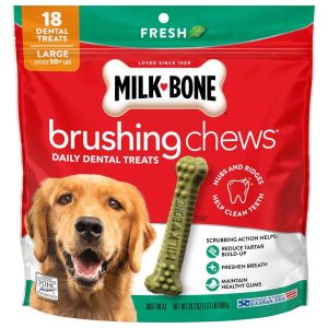 Milk-Bone Brushing Chews Fresh Mint Flavor Daily Dental Dog Treats, Large, 24.2 Ounce Bag