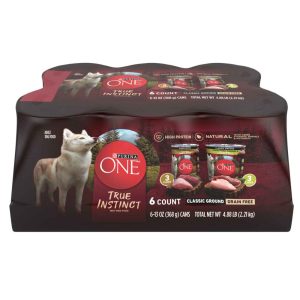 Purina ONE Natural Grain Free Wet Dog Food Variety Pack, True Instinct Classic Ground - (6) 13 Ounce