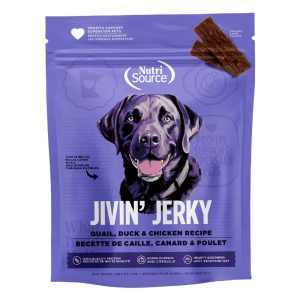 NutriSource Jivin' Jerky Dog Treat, Quail, Duck & Chicken, 4 Ounces