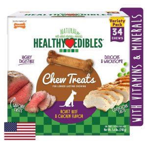 Nylabone Edible Roast Beef/Chicken Variety Pack, 34 Count