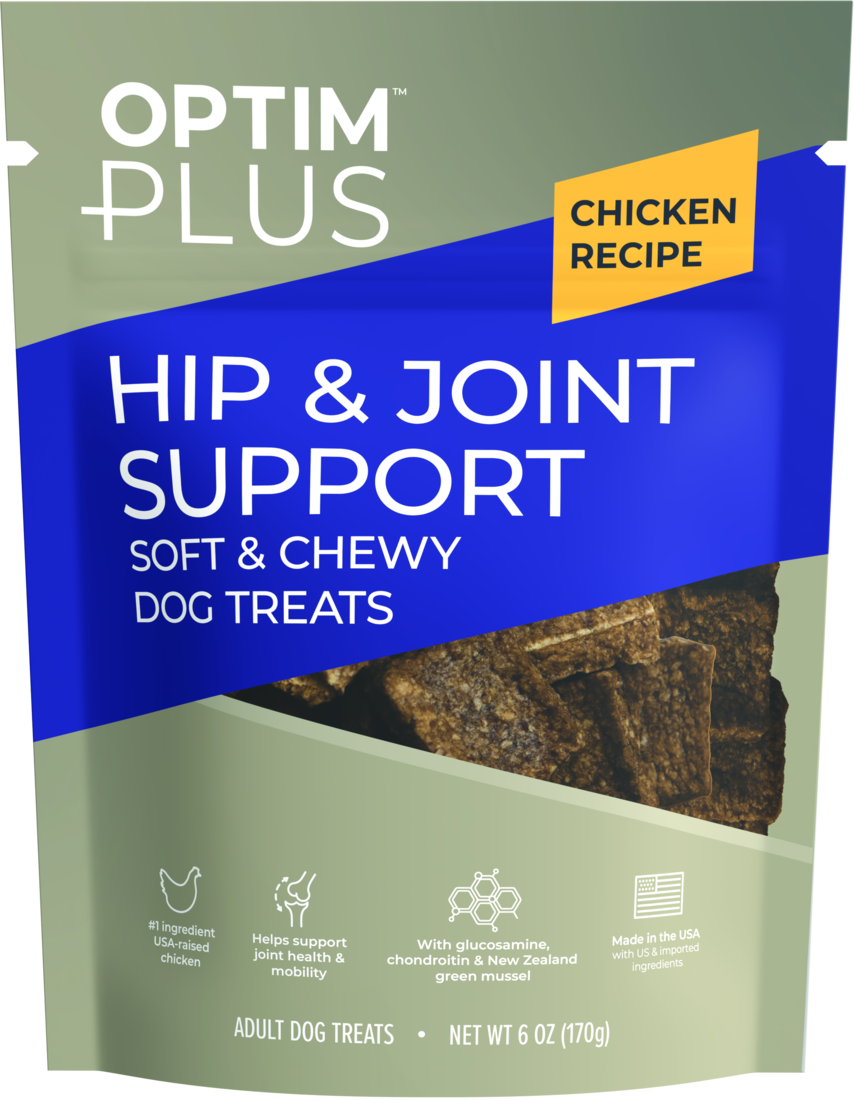 OptimPlus Hip & Joint Support Soft & Chewy Dog Treats, Chicken Recipe, 6 Ounces