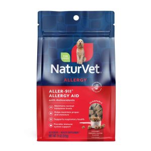 NaturVet Aller-911 Allergy Aid Supplements for Dogs, Hickory Smoked Bacon Flavor, 45 Scoopable Tiny