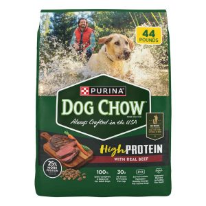 Purina Dog Chow High Protein Dry  Dog Food, Real Beef Recipe - 44 Pound Bag