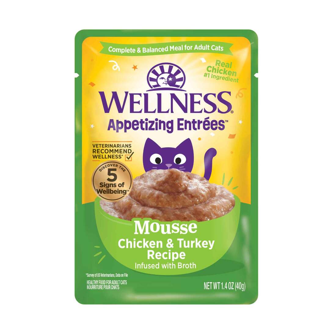 Wellness? Appetizing Entr??es? Mousse Chicken & Turkey Recipe Infused with Broth Natural Wet Cat Food