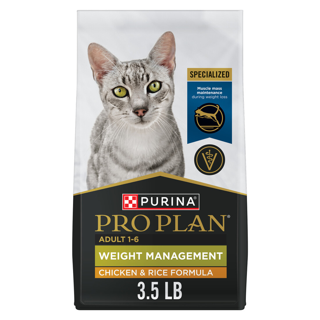 Purina Pro Plan Weight Control Dry Cat Food, Chicken and Rice Formula - 3.5 Pound Bag