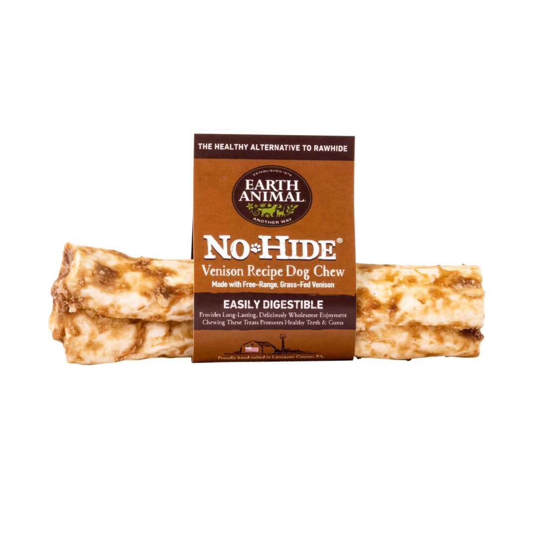 Earth Animal No-Hide Grass-Fed Venison Medium Natural Rawhide Alternative Dog Chew, 1 Count