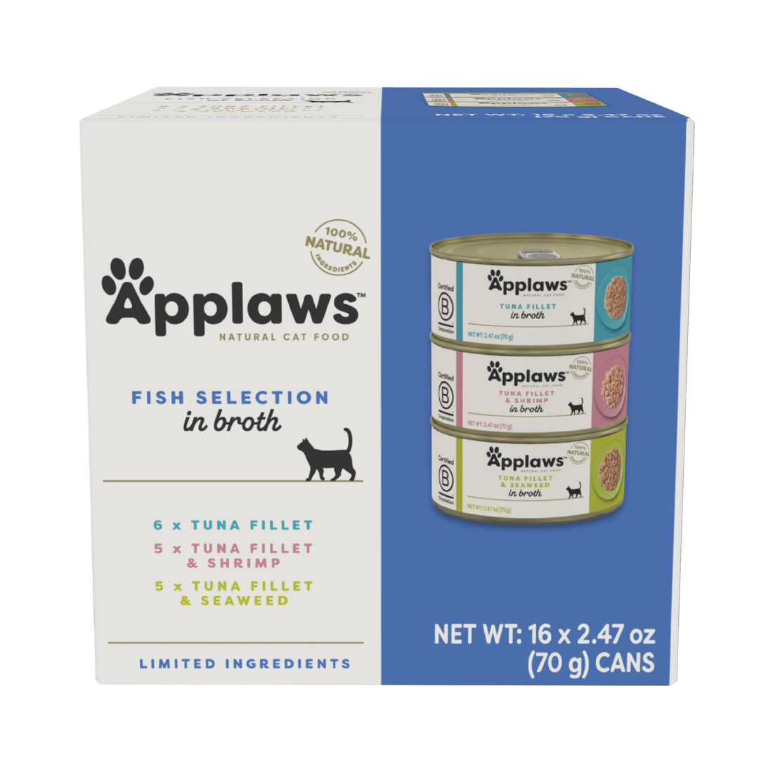 Applaws Natural Wet Cat Food, Fish Variety Pack, (16) 2.47 Ounce Cans