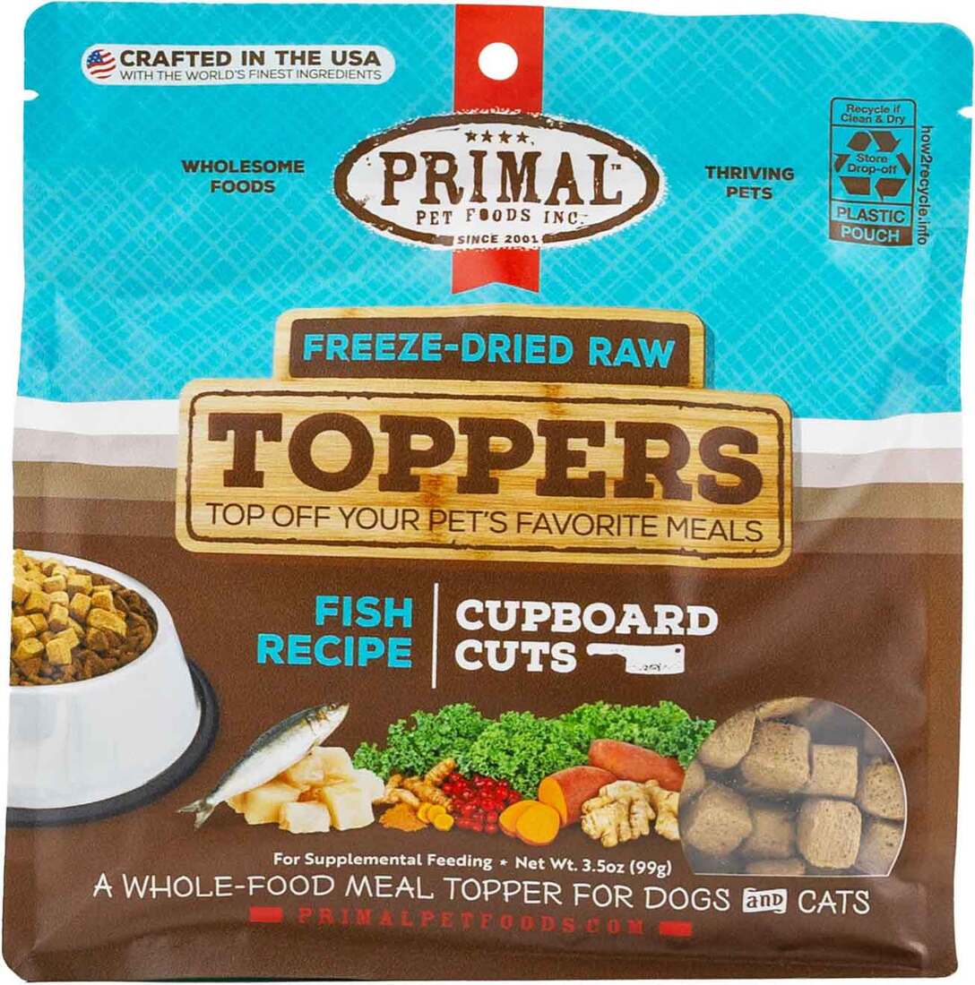 Primal Pet Foods Cupboard Cuts Freeze Dried Raw Toppers for Dogs & Cats, Fish, 3.5 Ounces