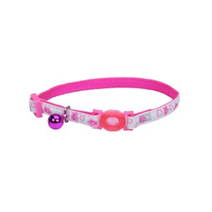 Safe Cat® Glow in the Dark Adjustable Breakaway Collar, Glowing Pink Queen, 3/8" x 08"-12"