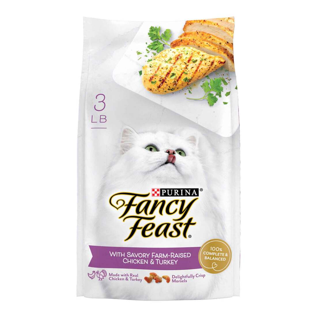 Purina Fancy Feast Dry Cat Food with Savory Farm-Raised Chicken and Turkey - 3 Pound Bag