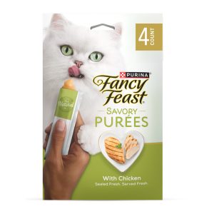 Purina Fancy Feast Squeezable Cat Treats Tube, Savory Puree Naturals With Natural Chicken in a Demi-