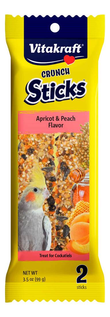 Vitakraft Crunch Sticks Cockatiel Apricot, Peach, 3.5 Ounces, 2 Pack