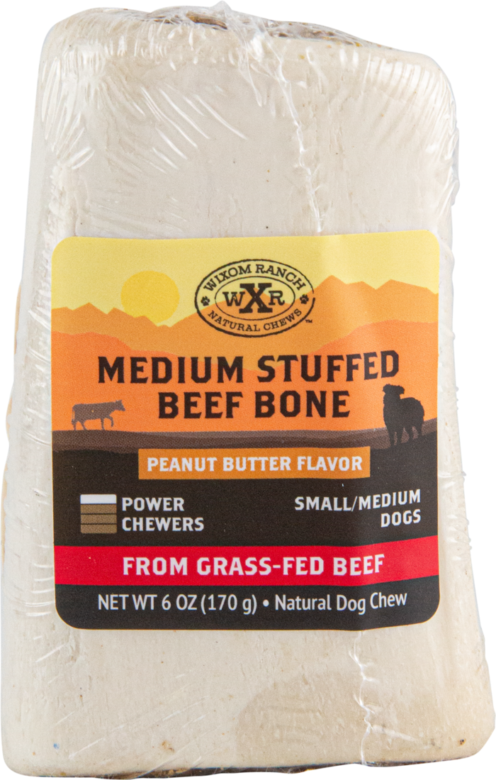 Wixom Ranch Natural Chews Medium Stuffed Beef Bone Peanut Butter Flavor