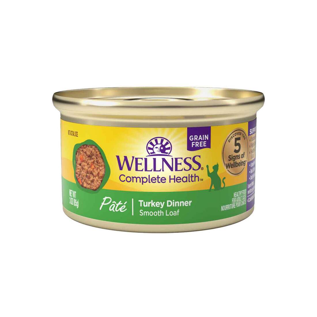 Wellness Complete Health Grain Free Canned Cat Food, Turkey Dinner Pate, 3 Ounces