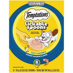 Temptations Cat Treat, Tasty Chicken and Savory Salmon, 8 Count