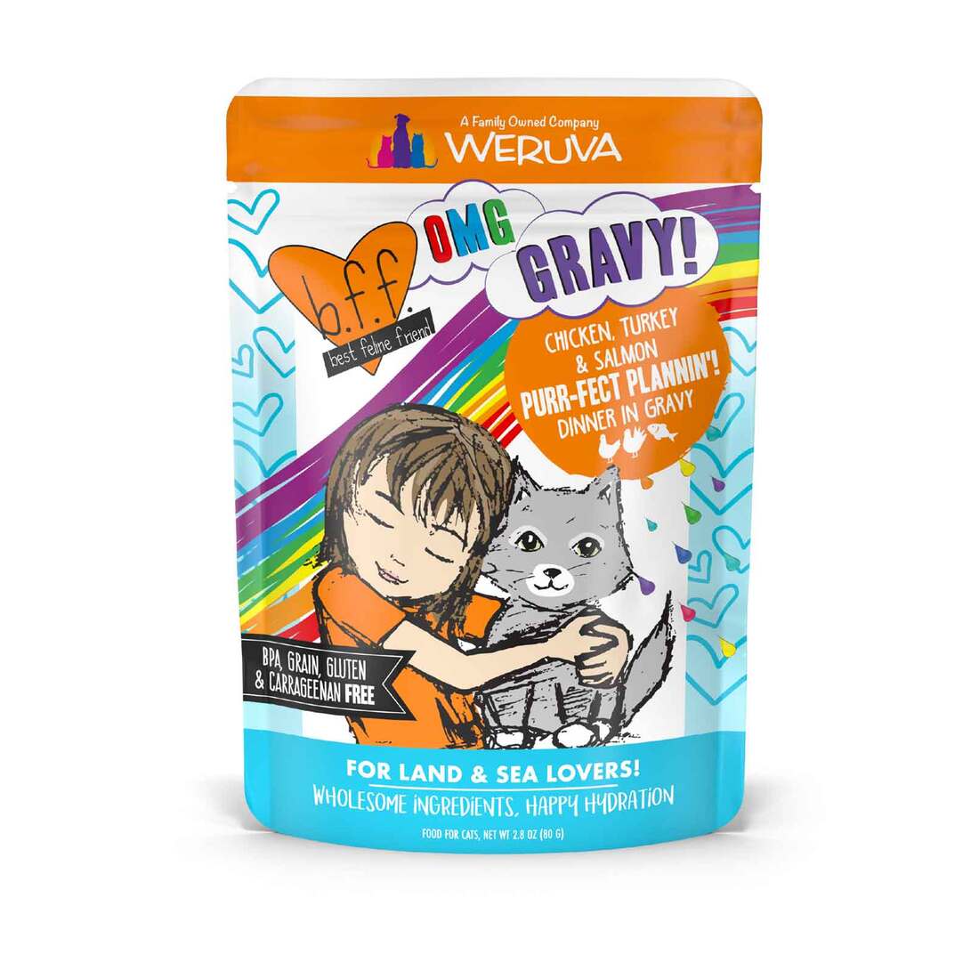 Weruva BFF OMG Natural Wet Cat Food, Chicken, Turkey, & Salmon Purr-fect Plannin', 2.8 Ounces