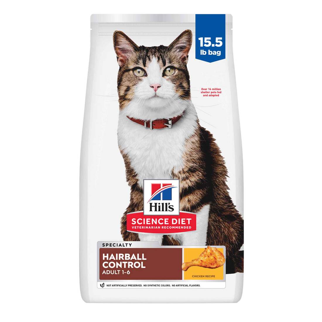 Hill's Science Diet Adult Hairball Control Chicken Recipe Dry Cat Food, 15.5 Pound Bag