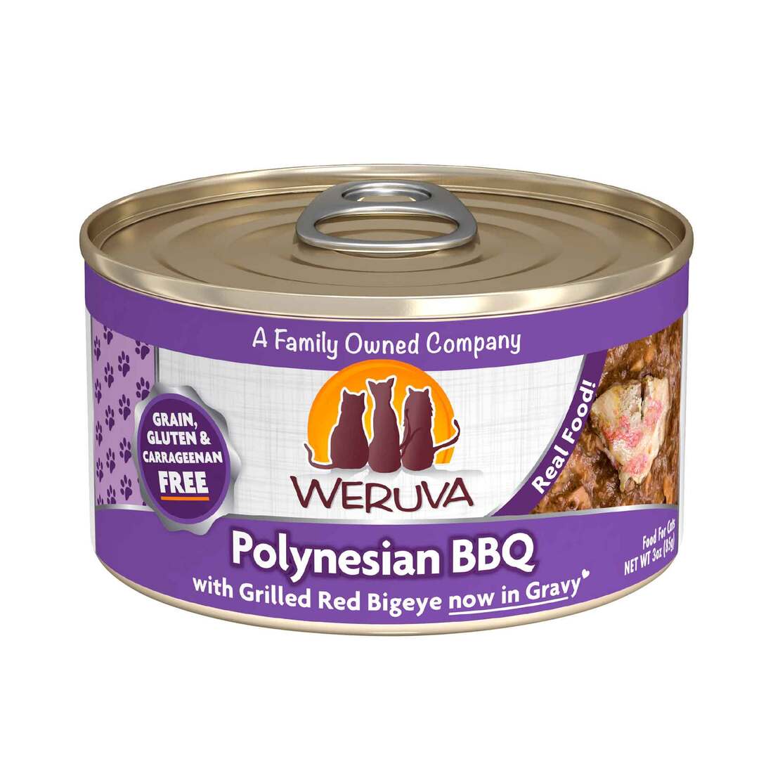 Weruva Classic Natural Wet Cat Food, Polynesian BBQ with Grilled Red Bigeye now in Gravy, 3 Ounces