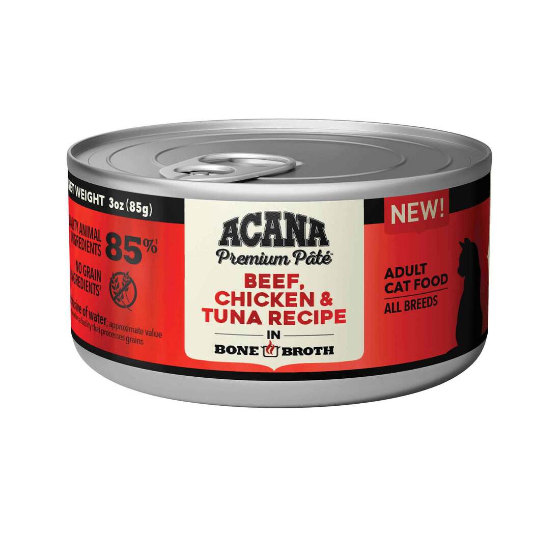 ACANA® Natural Wet Cat Food, Adult Beef, Chicken, and Tuna Recipe in Bone, 3 Ounces