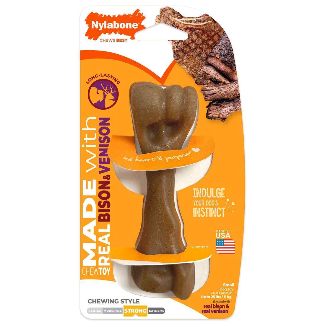 Nylabone Real Bison and Venison Strong Femur Bone Dog Chew - Image 2